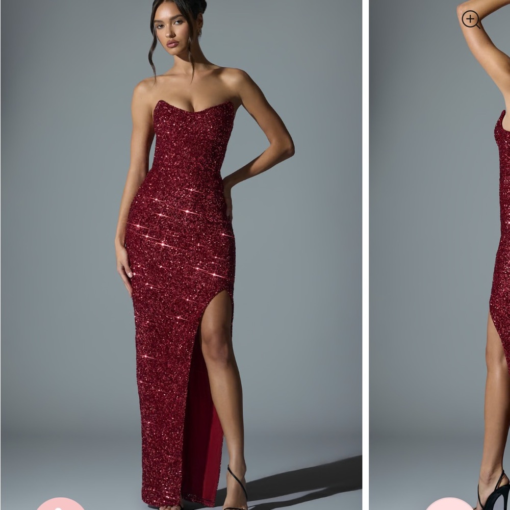 Embellished Corset Gown in Red